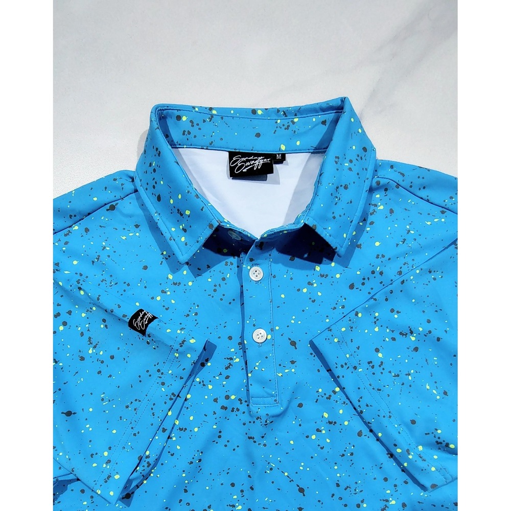 Sunday Swagger Polo Shirt Mens Medium Blue Golf Jawbreaker Stretch EUC
